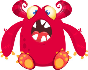 Funny cartoon monster character. Illustration of cute and happy alien. Halloween vector design isolated