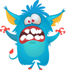 Funny cartoon monster character. Illustration of cute and happy alien. Halloween vector design isolated