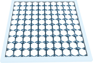Hexagon solar panel equipment against white screen