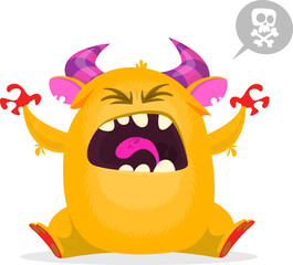 Funny cartoon monster character. Illustration of cute and happy alien. Halloween vector design isolated