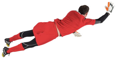 Fit goal keeper jumping up