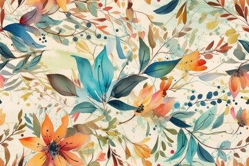 colorful flowers and leaves on a clean white background. Generative AI