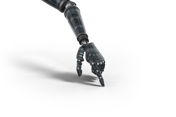 Cropped image of black hand of robot
