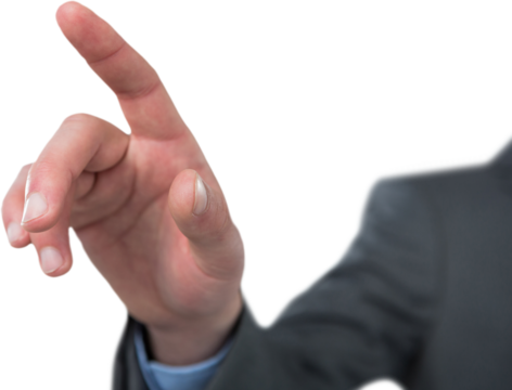 Cropped image of entrepreneur touching digital screen