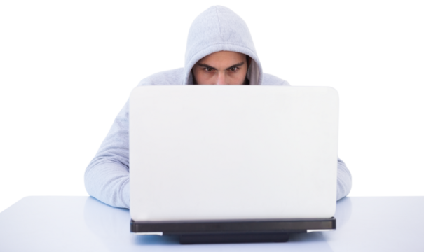 Serious burglar hacking into laptop