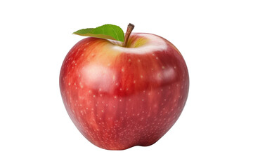 Isolated apple. Whole red, apple fruit with leaf isolated on white, with clipping path. Generative AI.
