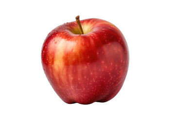 Isolated apple. Whole red, apple fruit with leaf isolated on white, with clipping path. Generative AI.