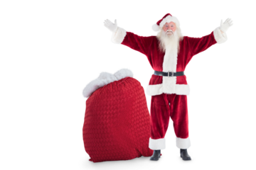 Happy santa with sack of gifts