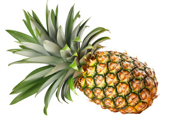 ripe pineapple isolated on white background. generative ai