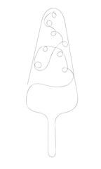 Ice cream in the form of watermelon with pits one continuous isolated line vector