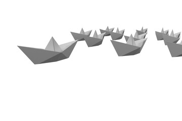 Paper boats on white background