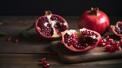 Obraz na płótnie Canvas Freshly Sliced Pomegranates