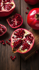 Fototapeta na wymiar Freshly Sliced Pomegranates