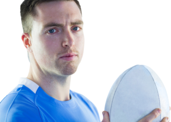 Rugby player holding a rugby ball