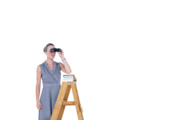 Businessman looking on a ladder