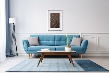 interior background space apartment cushion copy space decor pillow loft cosy carpet. Generative AI.