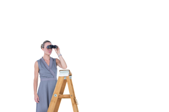 Businessman looking on a ladder