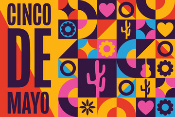 Cinco De Mayo. Inscription May 5 in Spanish. Holiday concept. Template for background, banner, card, poster with text inscription. Vector EPS10 illustration.