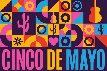 Fototapeta na wymiar Cinco De Mayo. Inscription May 5 in Spanish. Holiday concept. Template for background, banner, card, poster with text inscription. Vector EPS10 illustration.