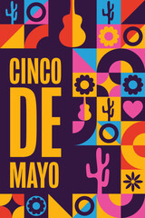Cinco De Mayo. Inscription May 5 in Spanish. Holiday concept. Template for background, banner, card, poster with text inscription. Vector EPS10 illustration.