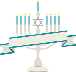 Illustration of candle holder and ribbon
