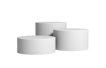 empty podium or pedestal display on white background with cylinder stand concept blank product shelf standing backdrop 3d