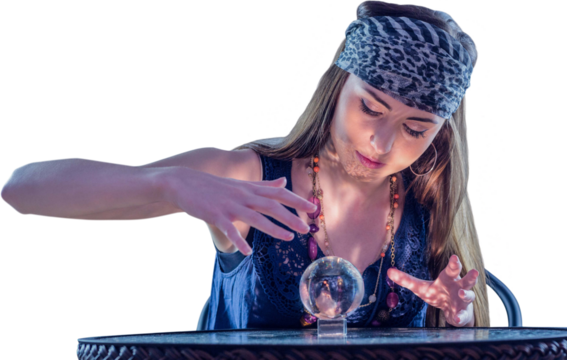 Fortune teller using crystal ball