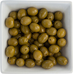 Olives in white bowl
