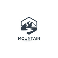 Mountains logo set, vector illustration	