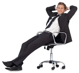 Businessman relaxing in swivel chair