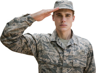 Portrait of military saluting 