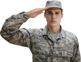 Portrait of military saluting 