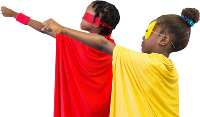 Boy and girl in cape playing