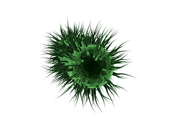 Composite image of green spiky bacteria