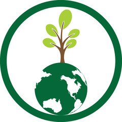 Globe tree vector logo design template. Planet and eco symbol or icon.
