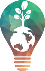 Globe tree vector logo design template. Planet and eco symbol or icon.

