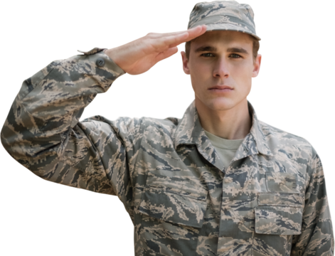 Portrait of military saluting 