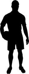 Full length of rugby player holding ball