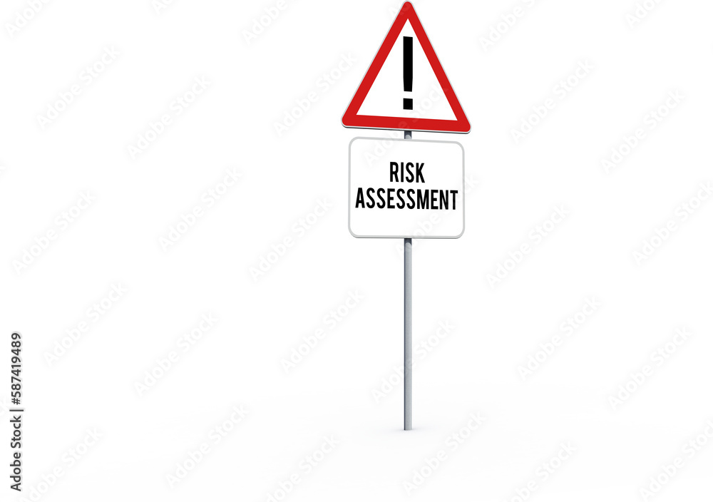 Poster exclamation mark on red sign board with text