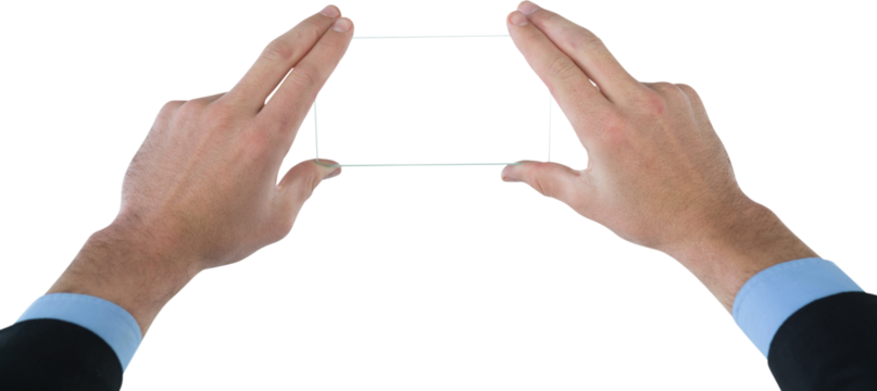 Cropped hands of businessman using interface