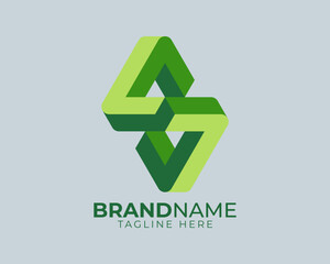 3d impossible geometric shape as initial letter of A V S 7