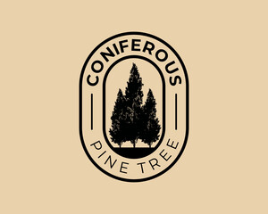 coniferous pine forest emblem logo template
