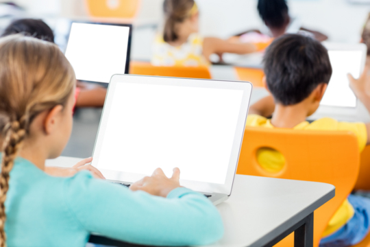 Young girl using laptop