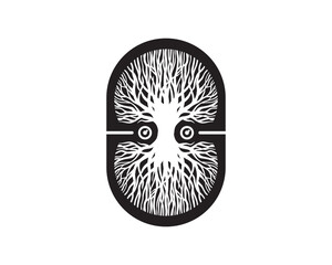 mirrored twin kalpawreksa kalpavrkṣa kalpataru mythological oak tree logo