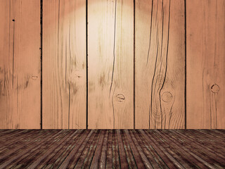 Brown wooden wall and floor in empty room