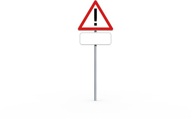 Red road sign with exclamation mark
