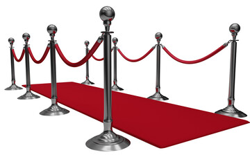 Red carpet and queue rope barrier