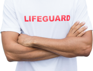 Mid section of male lifeguard