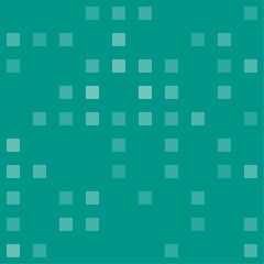Abstract seamless geometric pattern. Mosaic background of white squares. Evenly spaced big shapes of different color. Vector illustration on teal background