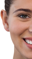 Fototapeta premium Cropped portrait of happy young woman